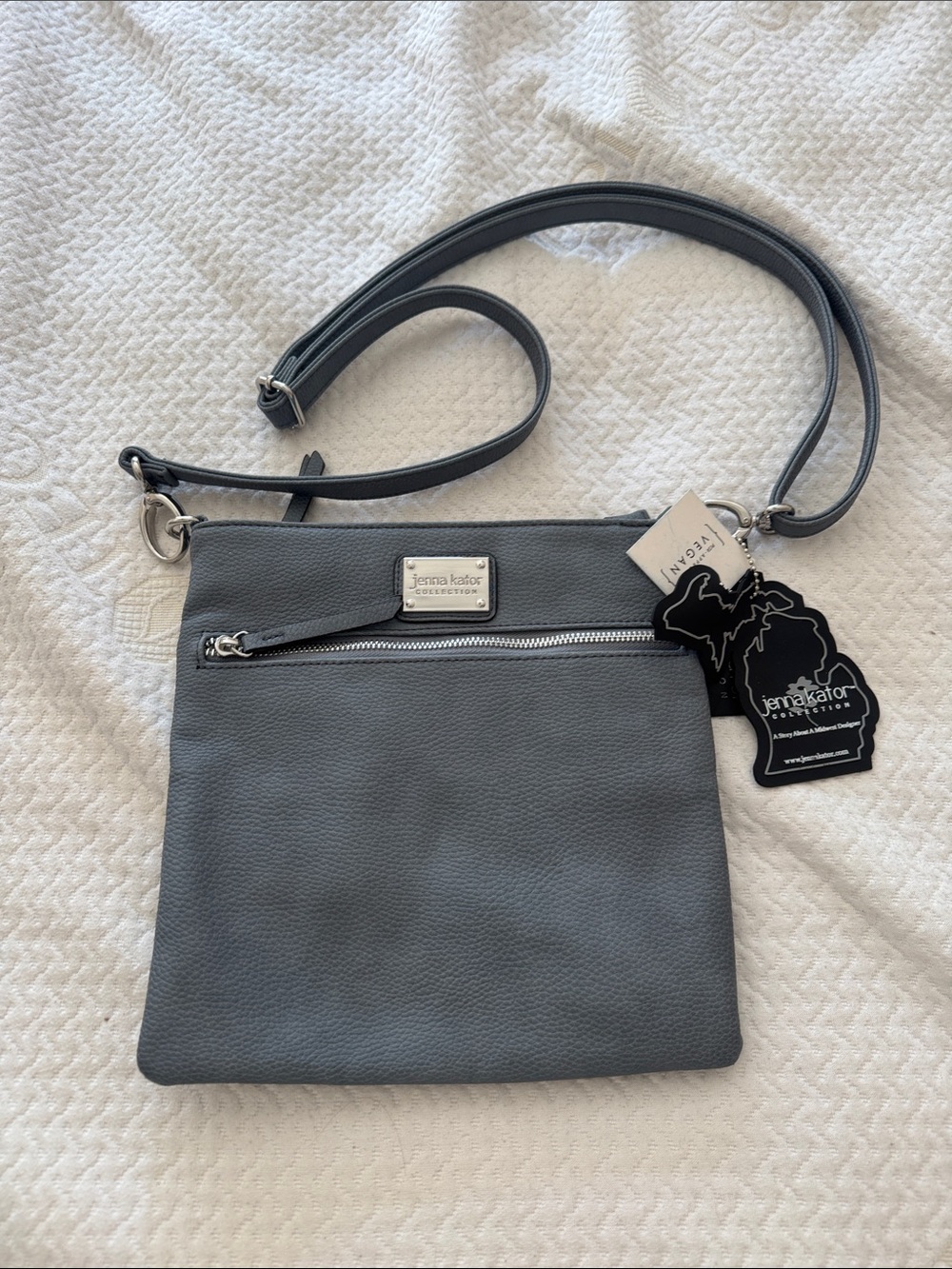 Gray Pebbled Crossbody Bag